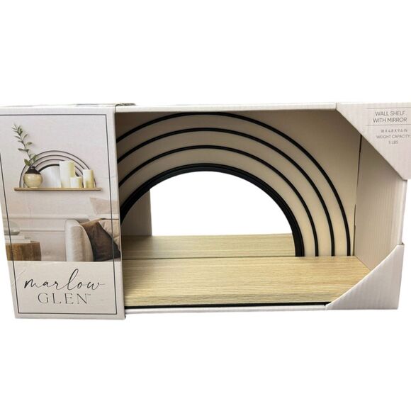 Marlow Glen Wall Shelf With Mirror - One size 18x4.8x9.4 - Picture 1 of 15